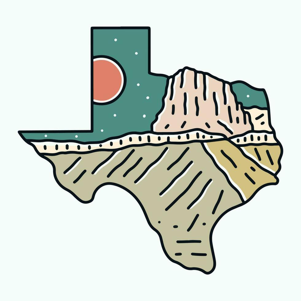 guadalupe mountains national park in Texas map frame design for badge, sticker, t shirt design and outdoor design vector