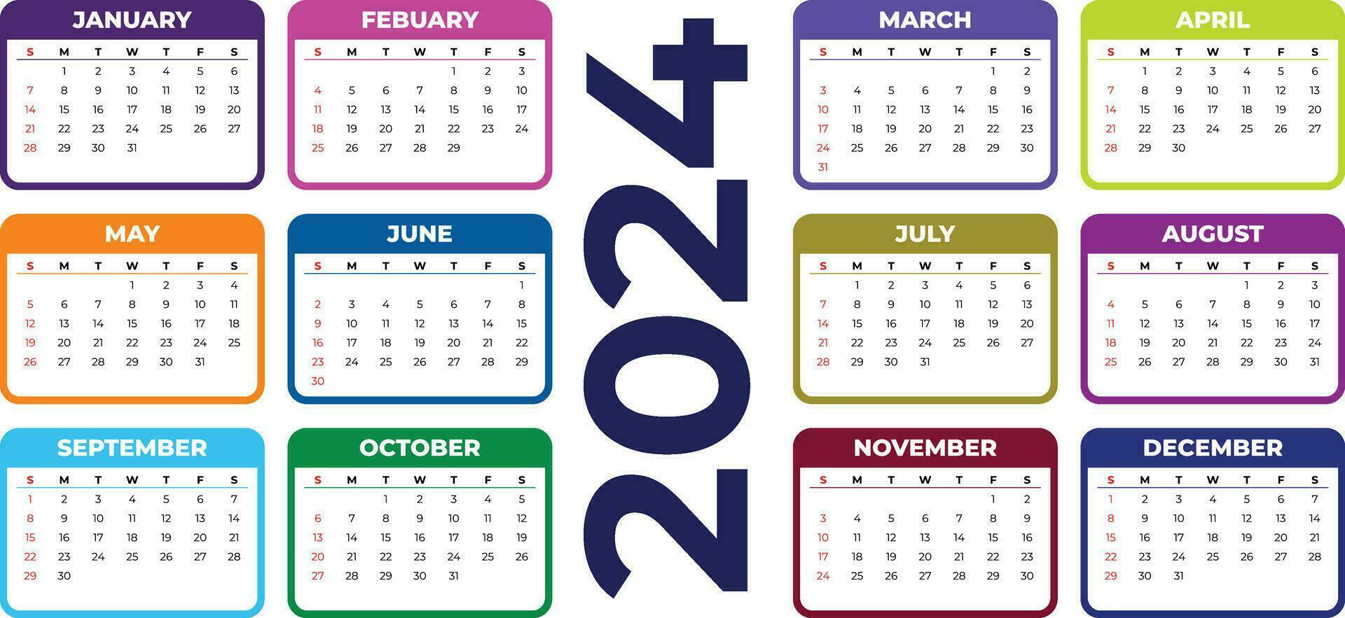 calendar for 2024 vector