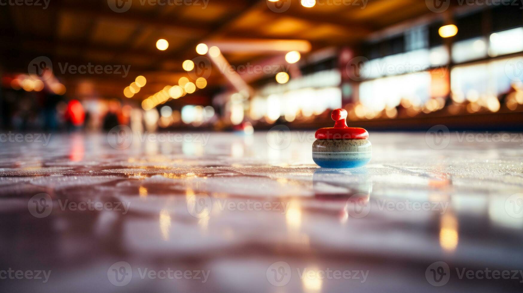 Curling, winter sports, ice sports on the ice rink. Ai Generated. photo