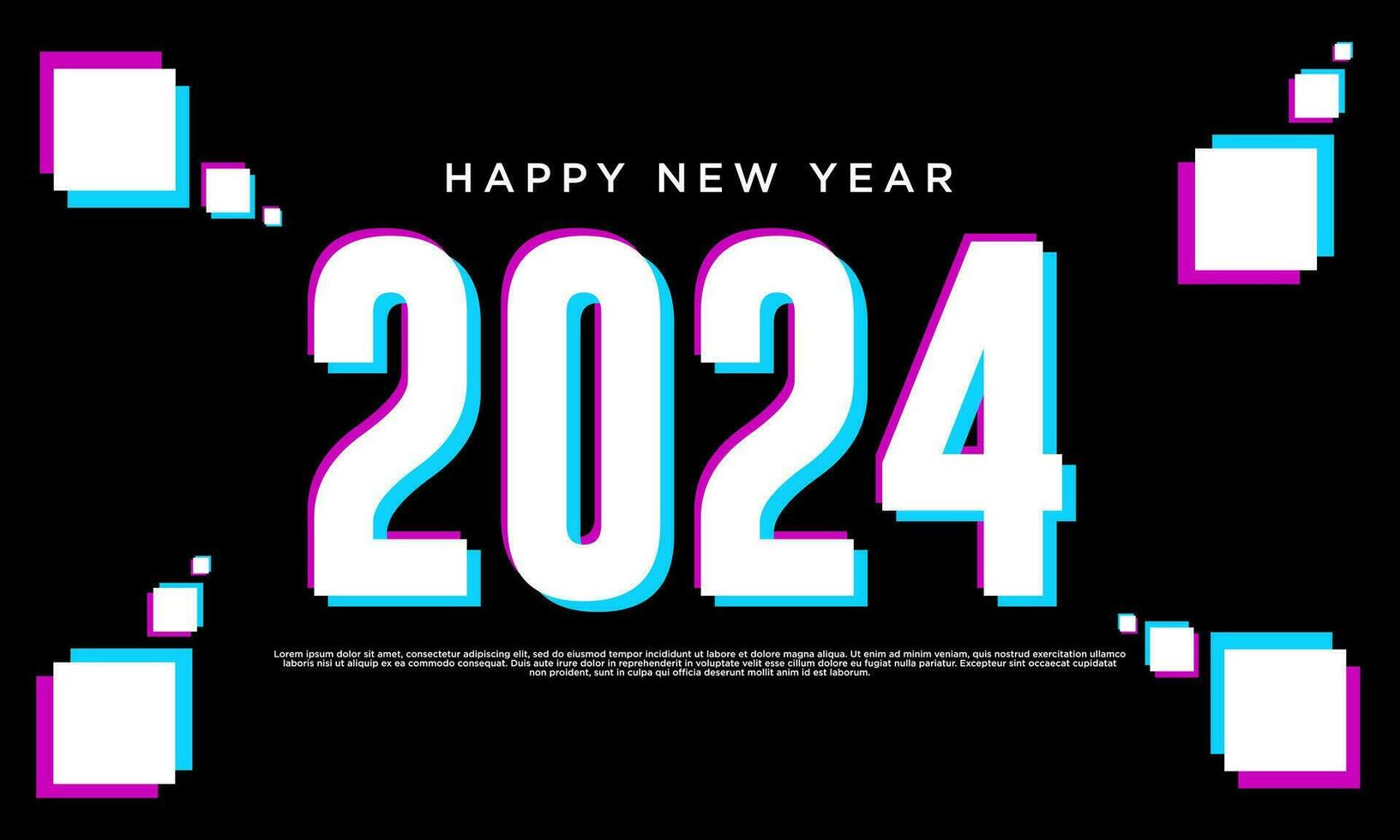 Happy New Year 2024 banner logo design illustration, Creative and Colorful new year 2024 vector