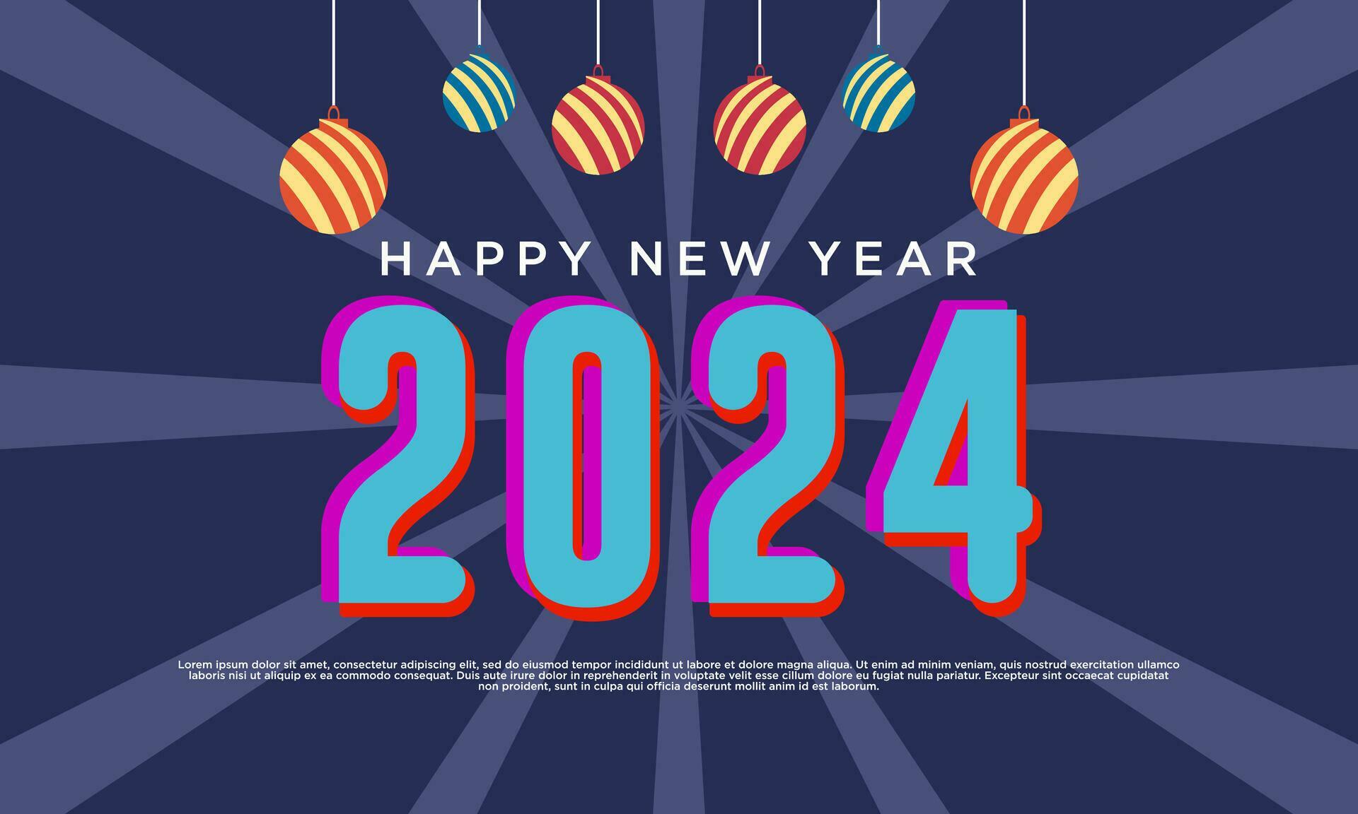 Happy New Year 2024 banner logo design illustration, Creative and