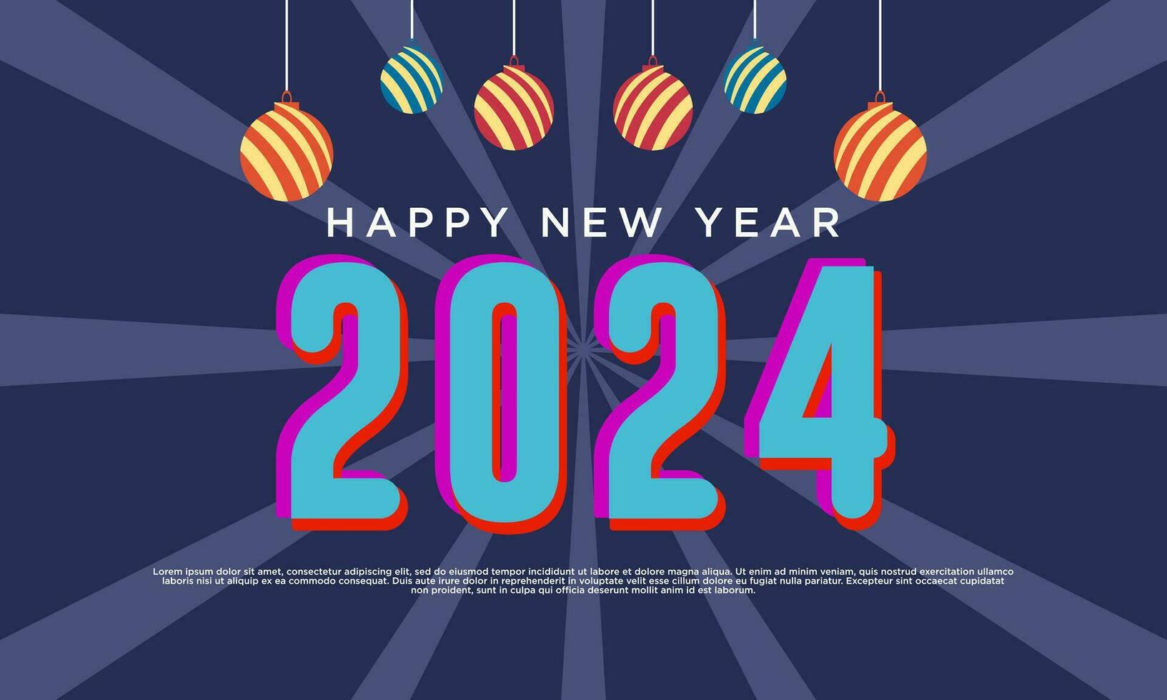 contento nuevo año 2024 bandera logo diseño ilustración, creativo y vistoso nuevo año 2024 vector
