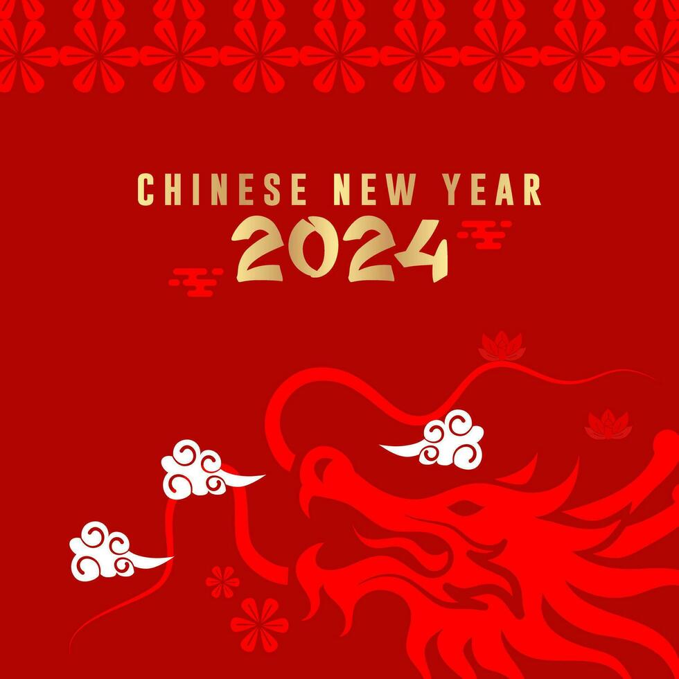 Chinese New Year 2024, year of the dragon. Collection of Chinese New Year posters, greeting card designs with Chinese zodiac dragon. vector