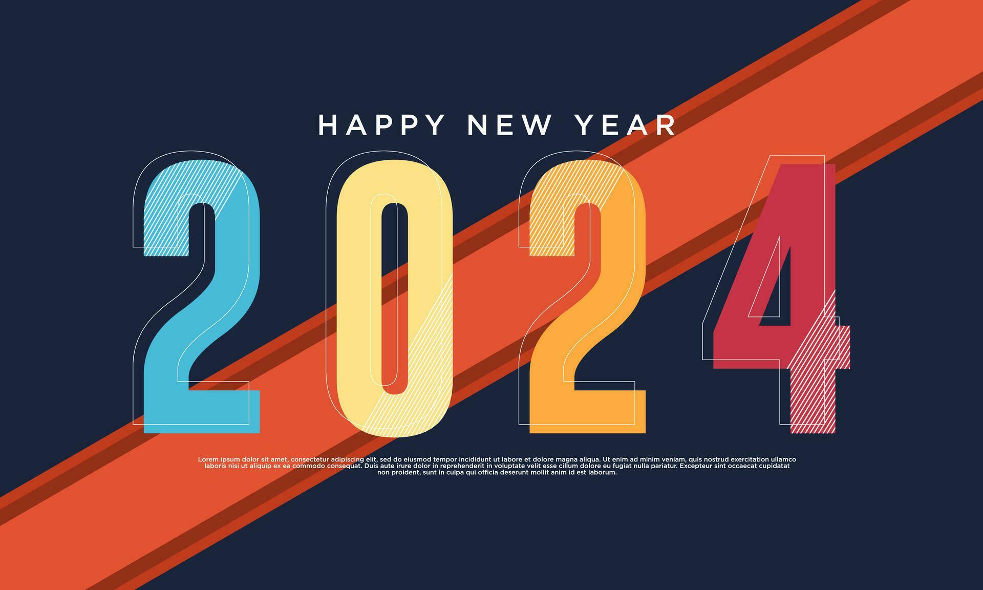 Happy New Year 2024 banner logo design illustration, Creative and