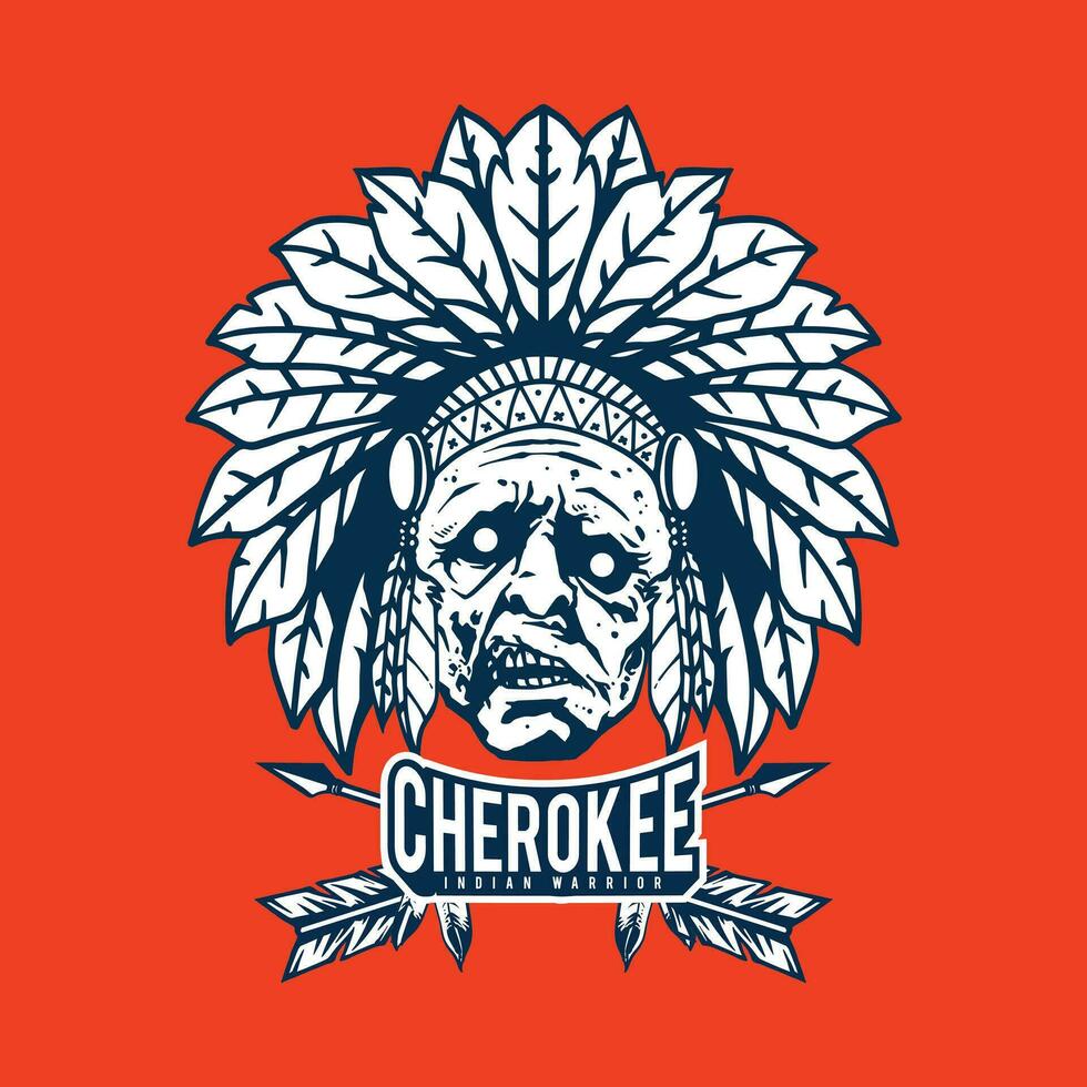 zombie face american indian artwork vector