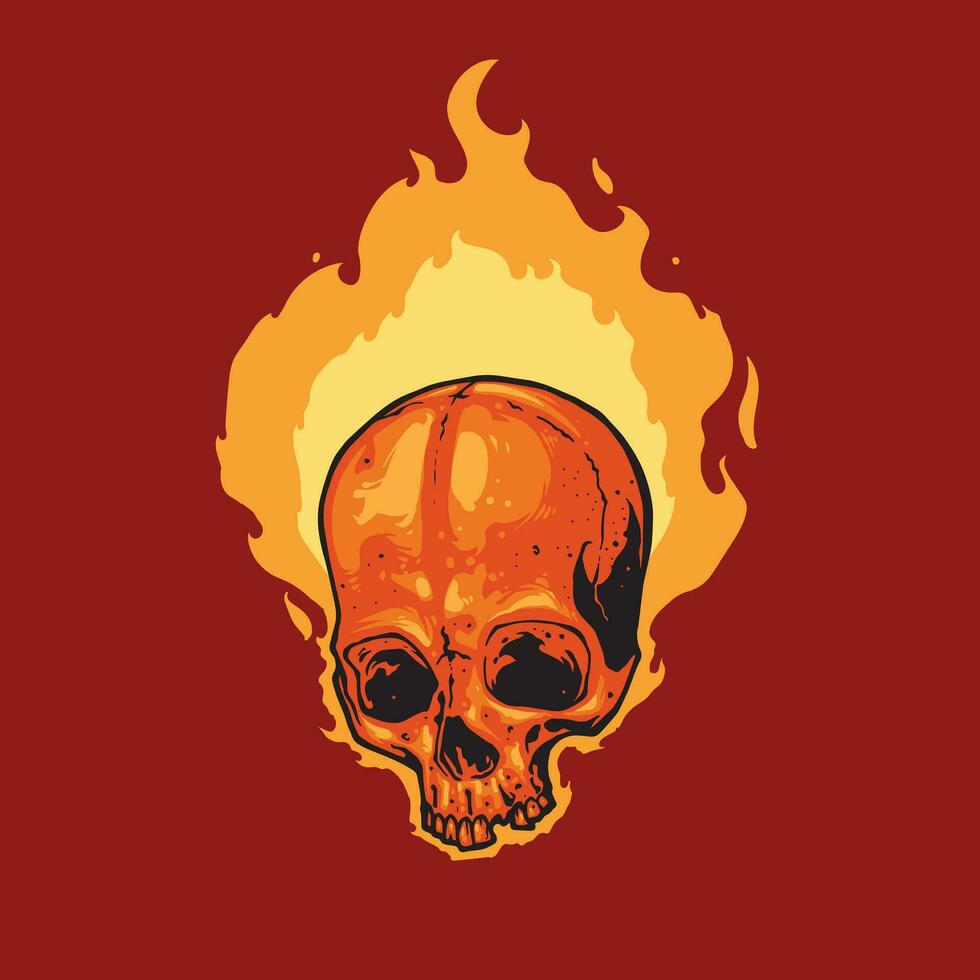 skull fire artwork vector