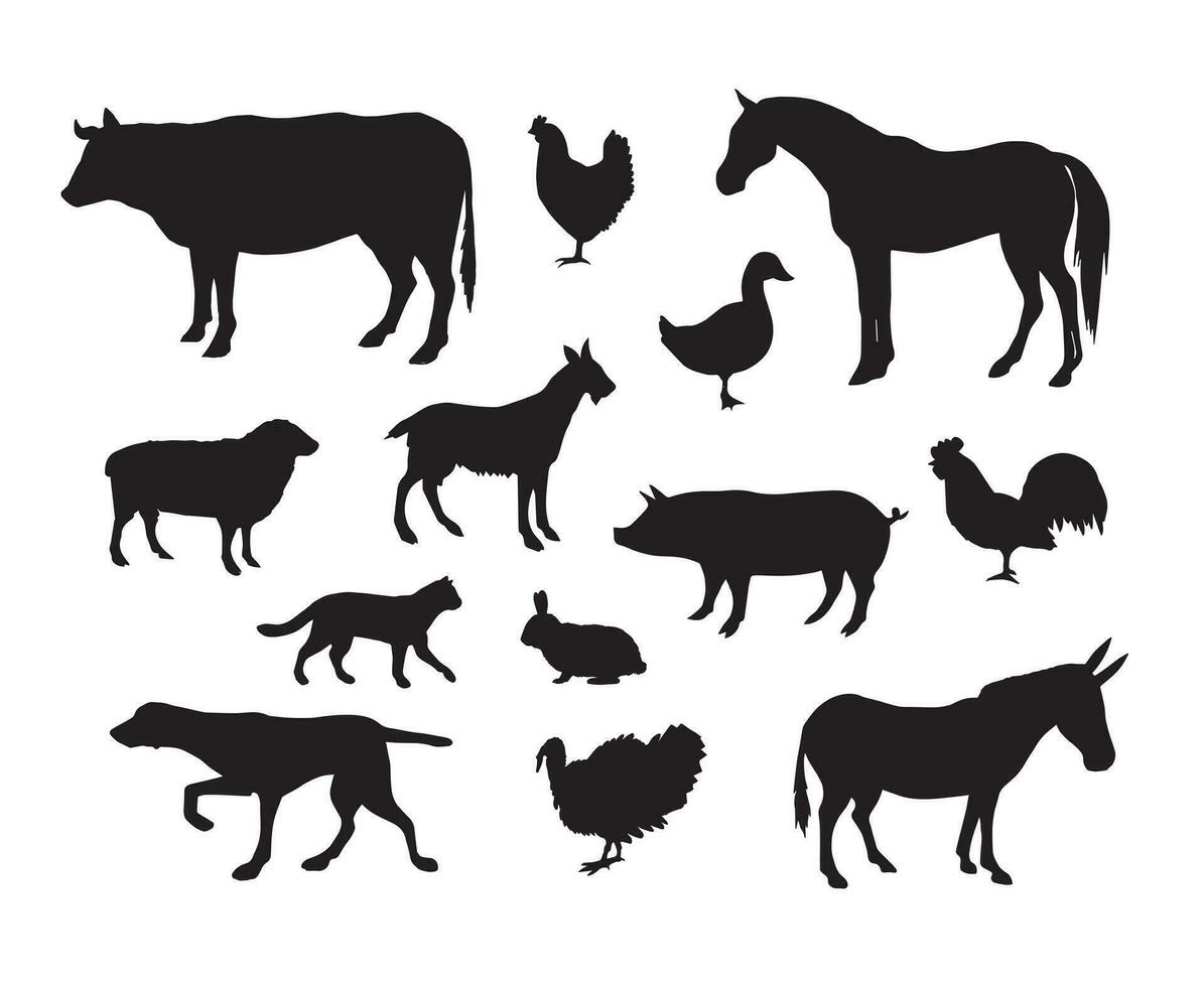 Vector set bundle of black pets silhouette