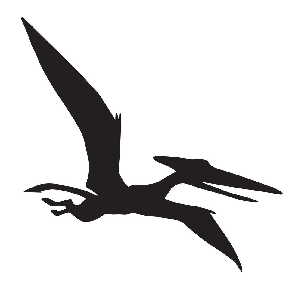 Vector black hand drawn flying pterodactyl