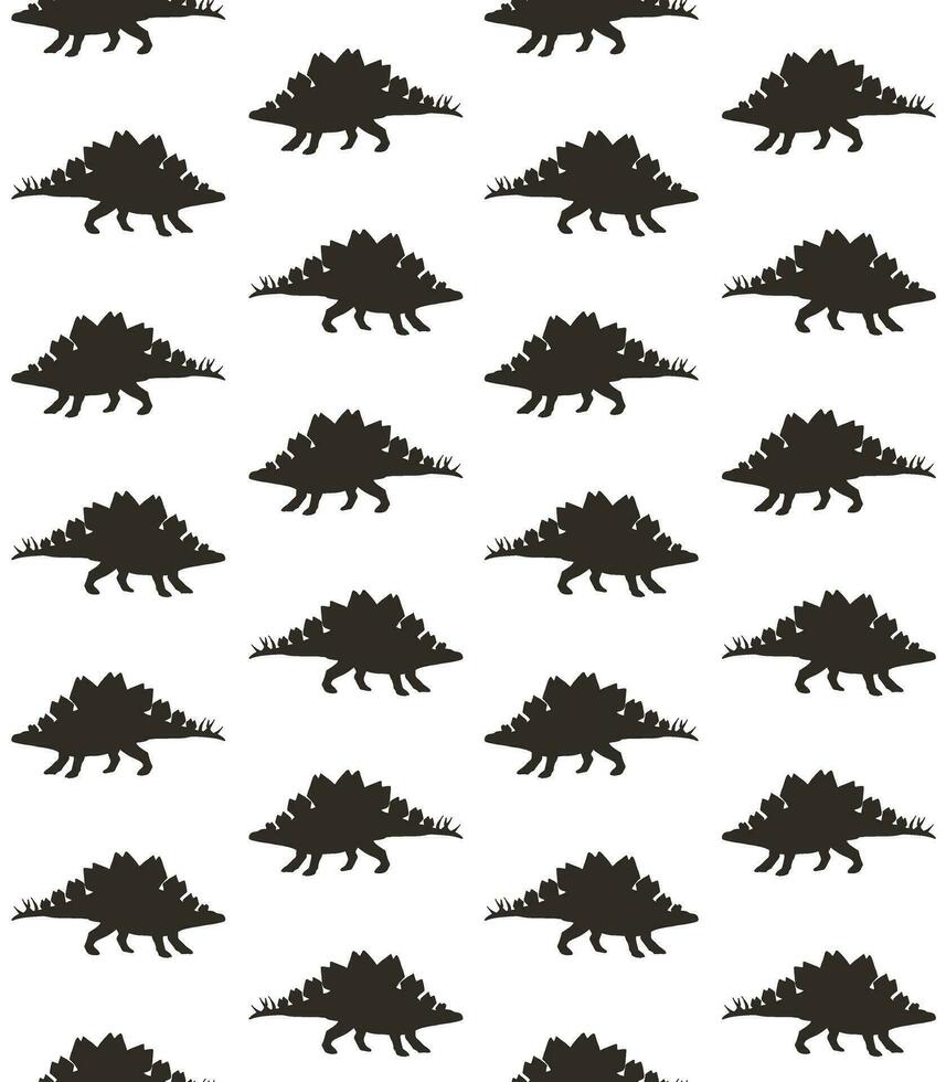 Vector seamless pattern of stegosaurus silhouette