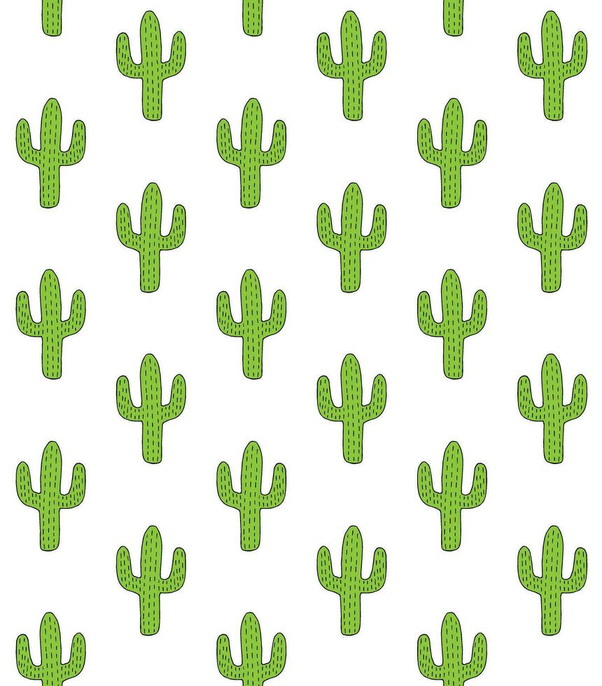 Vector seamless pattern of doodle cactus