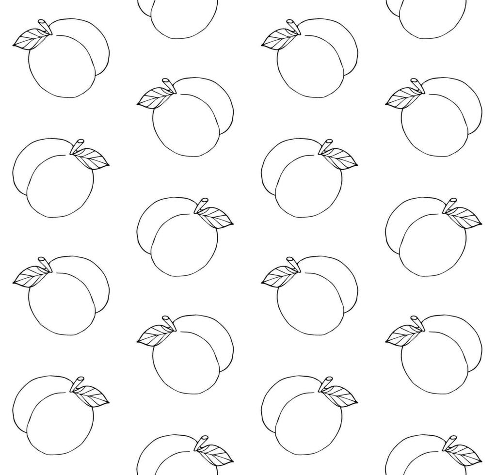 Vector seamless pattern of hand drawn peach