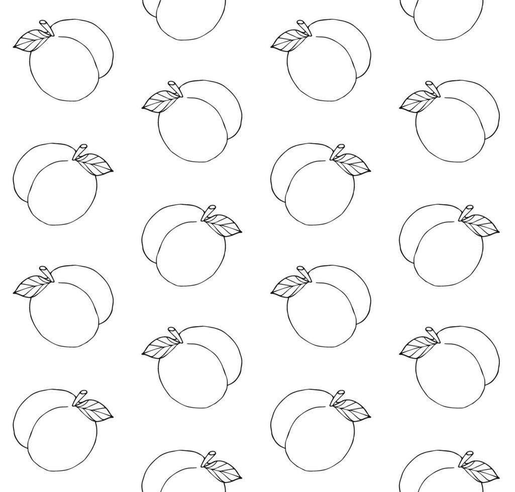 Vector seamless pattern of hand drawn peach