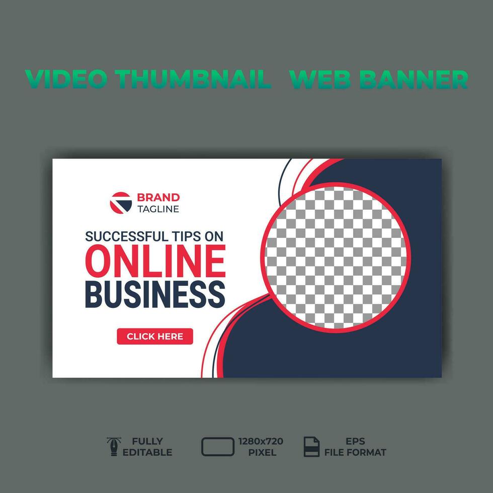 video thumbnail web banner template promotion banner design. vector