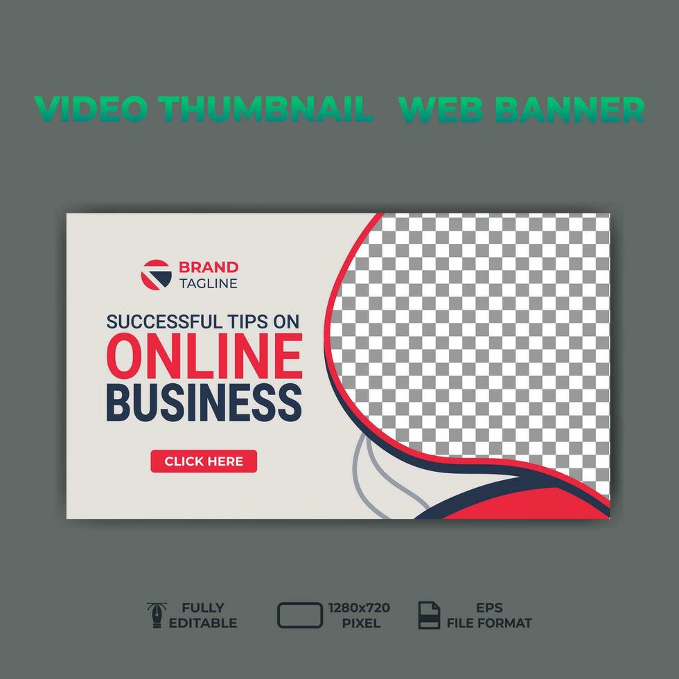 video thumbnail web banner template promotion banner design. vector