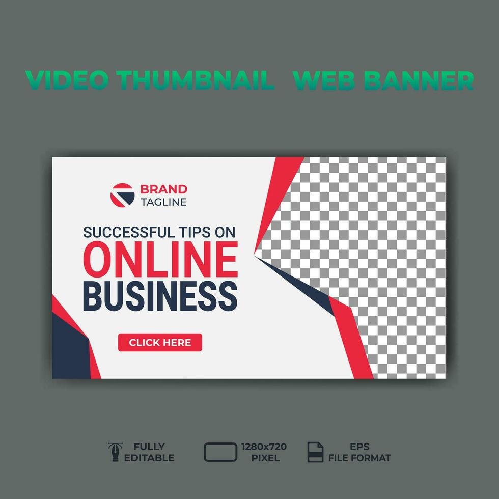 video thumbnail web banner template promotion banner design. vector