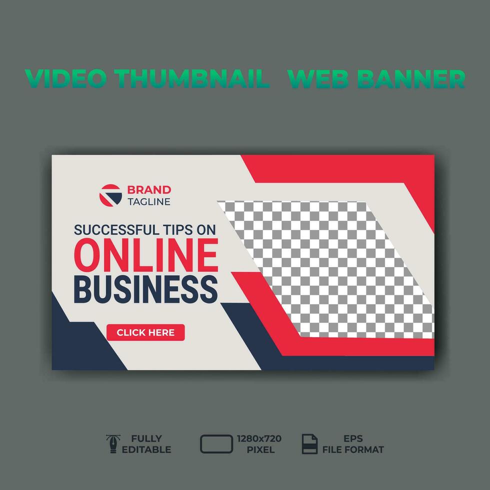 video thumbnail web banner template promotion banner design. vector