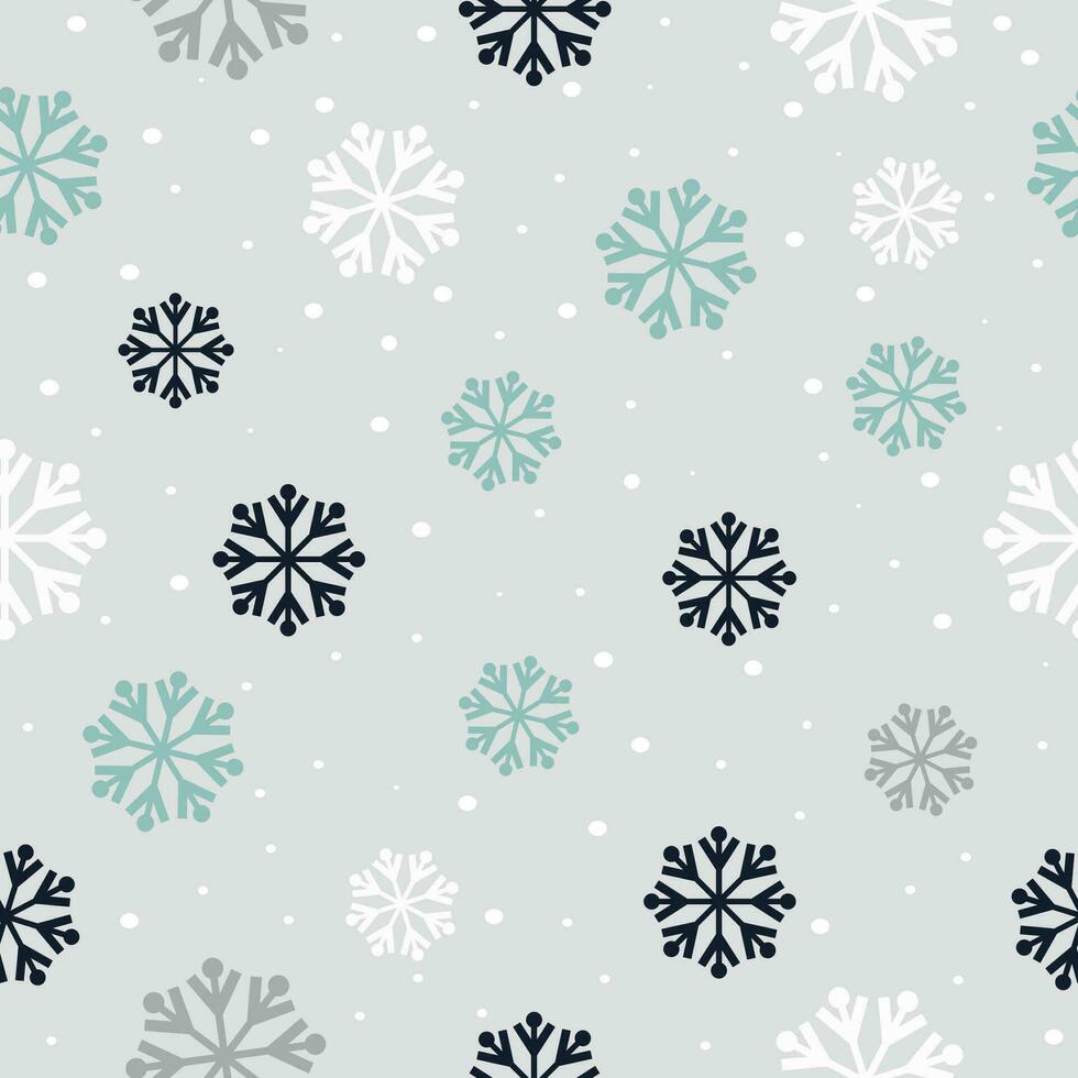 Seamless New Year's Christmas pattern with colored snowflakes. Vector illustration.