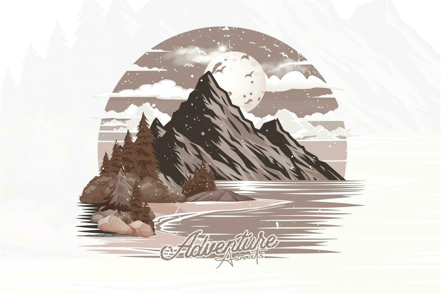 Adventure awaits vintage beach t shirt design illustration vector