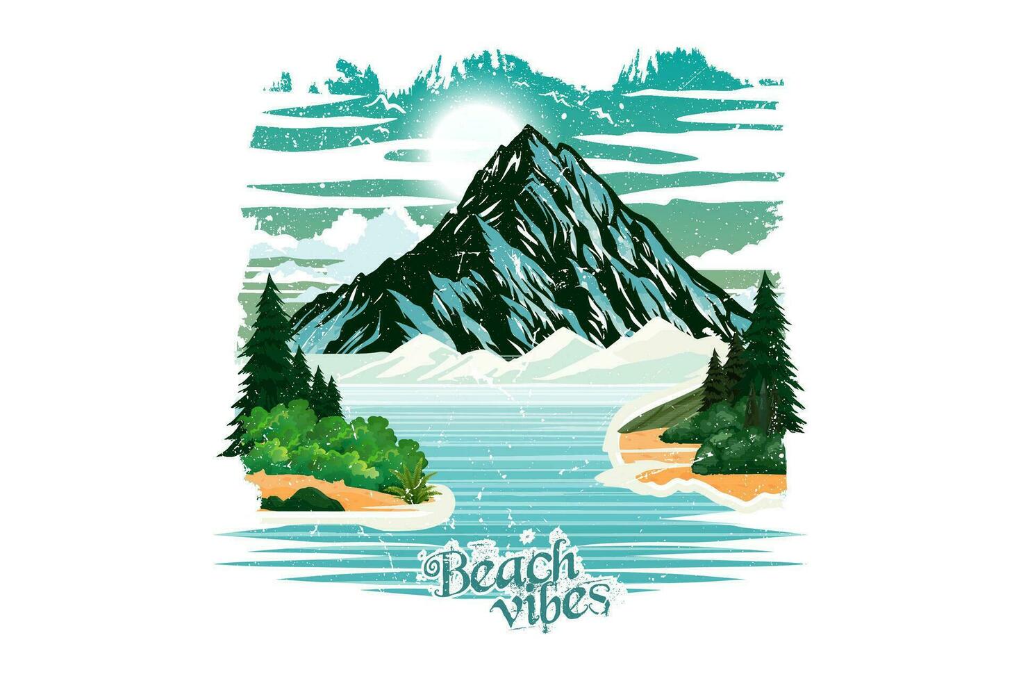 Beach vibes outdoor t shirt print illustration vector