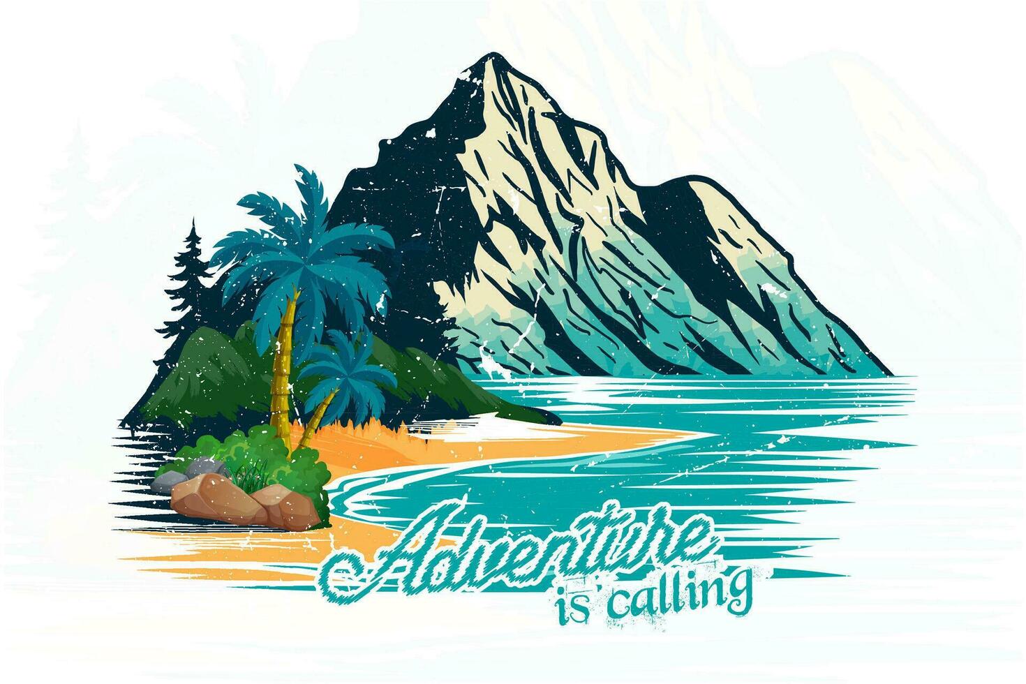 Adventure is calling hand drawn mountain t shirt print illustration vector