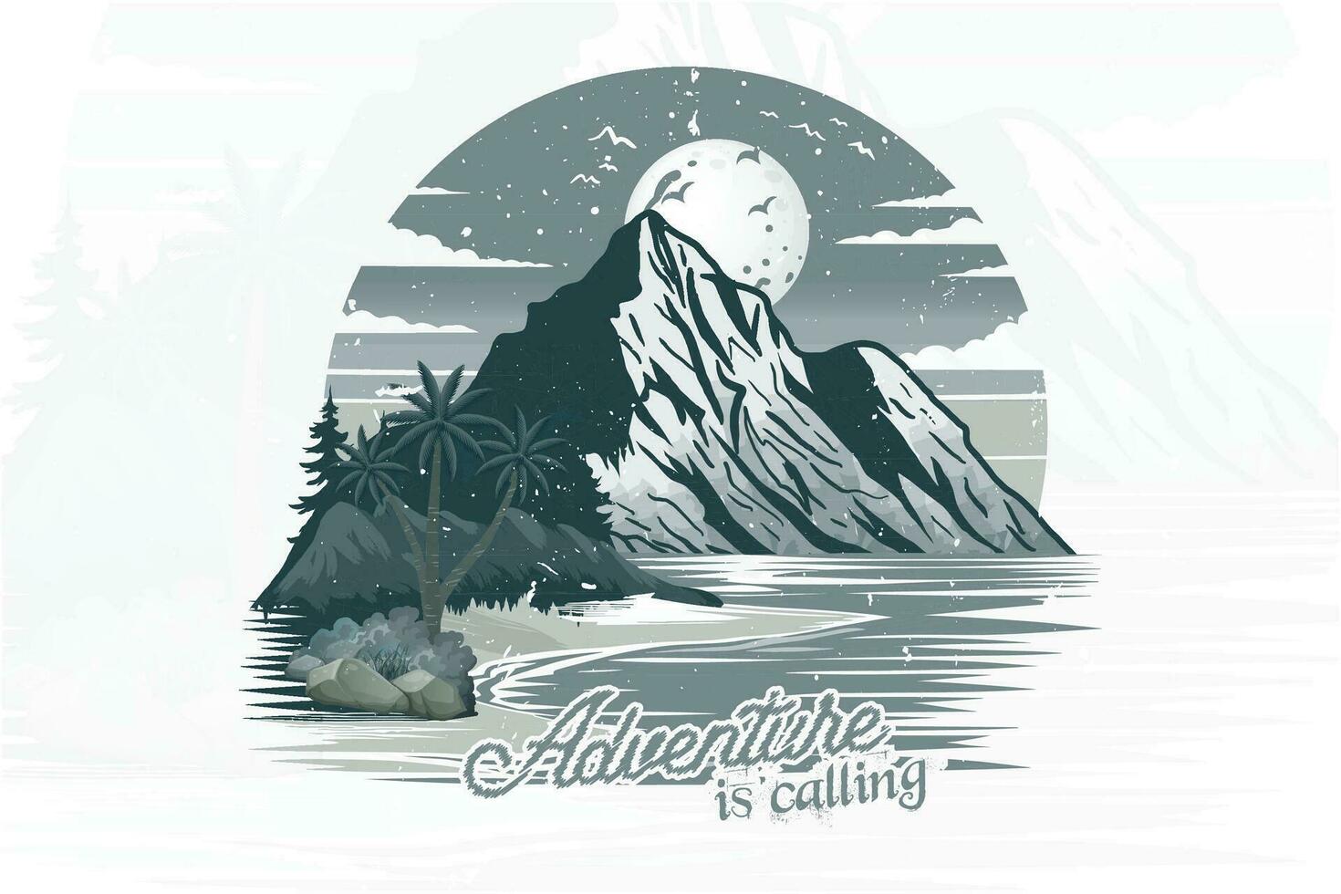 Adventure is calling vintage outdoor  t shirt print illustration vector