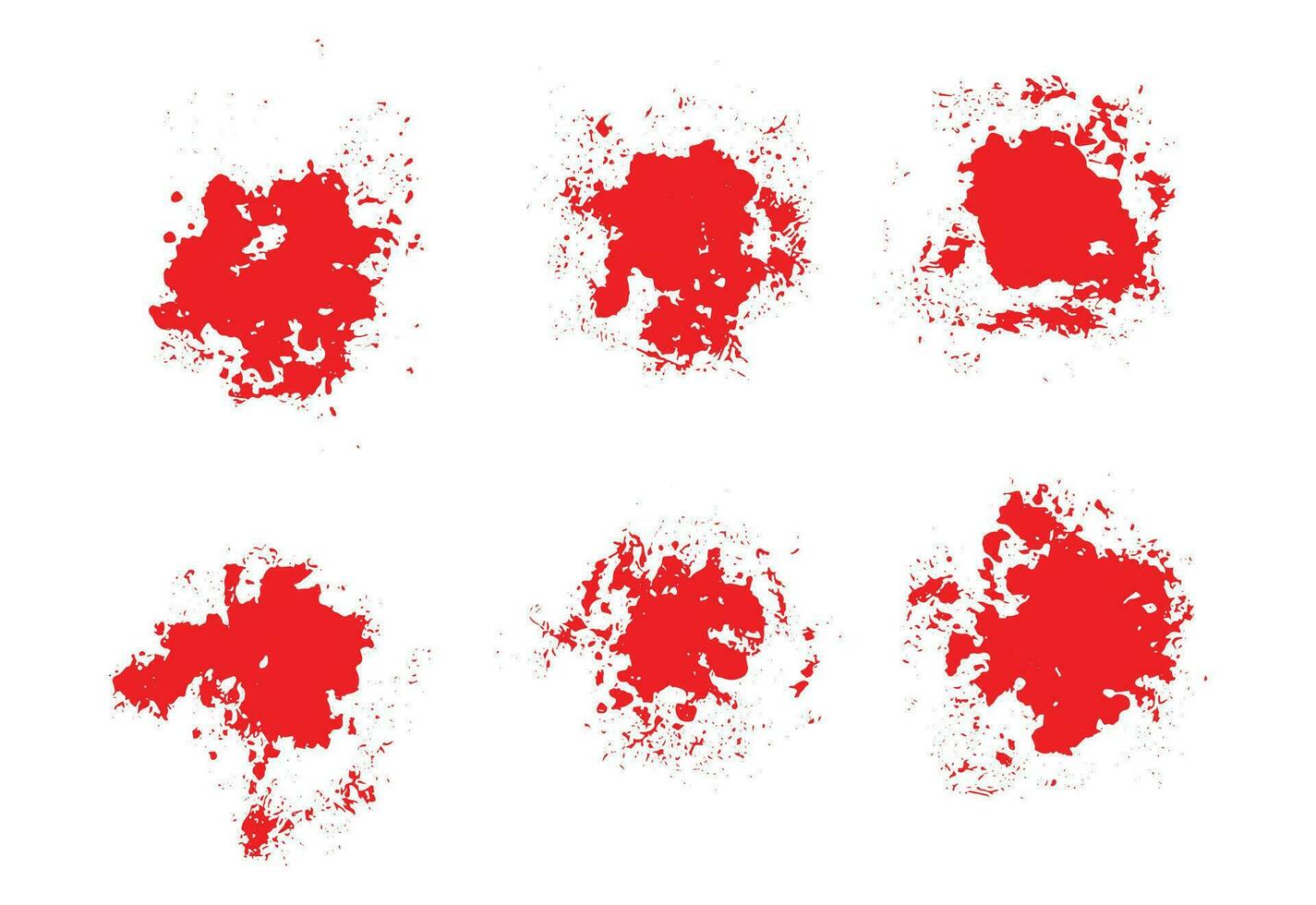 Splatter red color blood background set vector