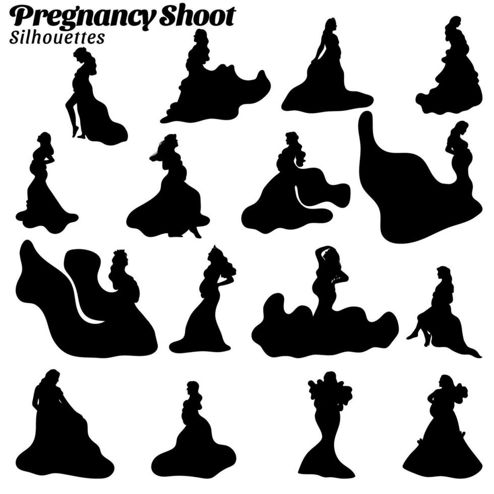 vector ilustración de siluetas de hermosa de la madre el embarazo Sesión de fotos conjunto