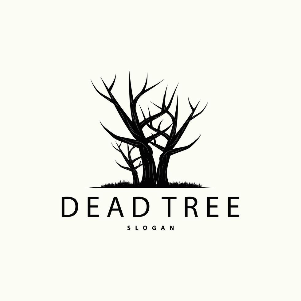 Dry Tree Logo, Dead Tree Plant Design Vector Silhouette Illustration Template