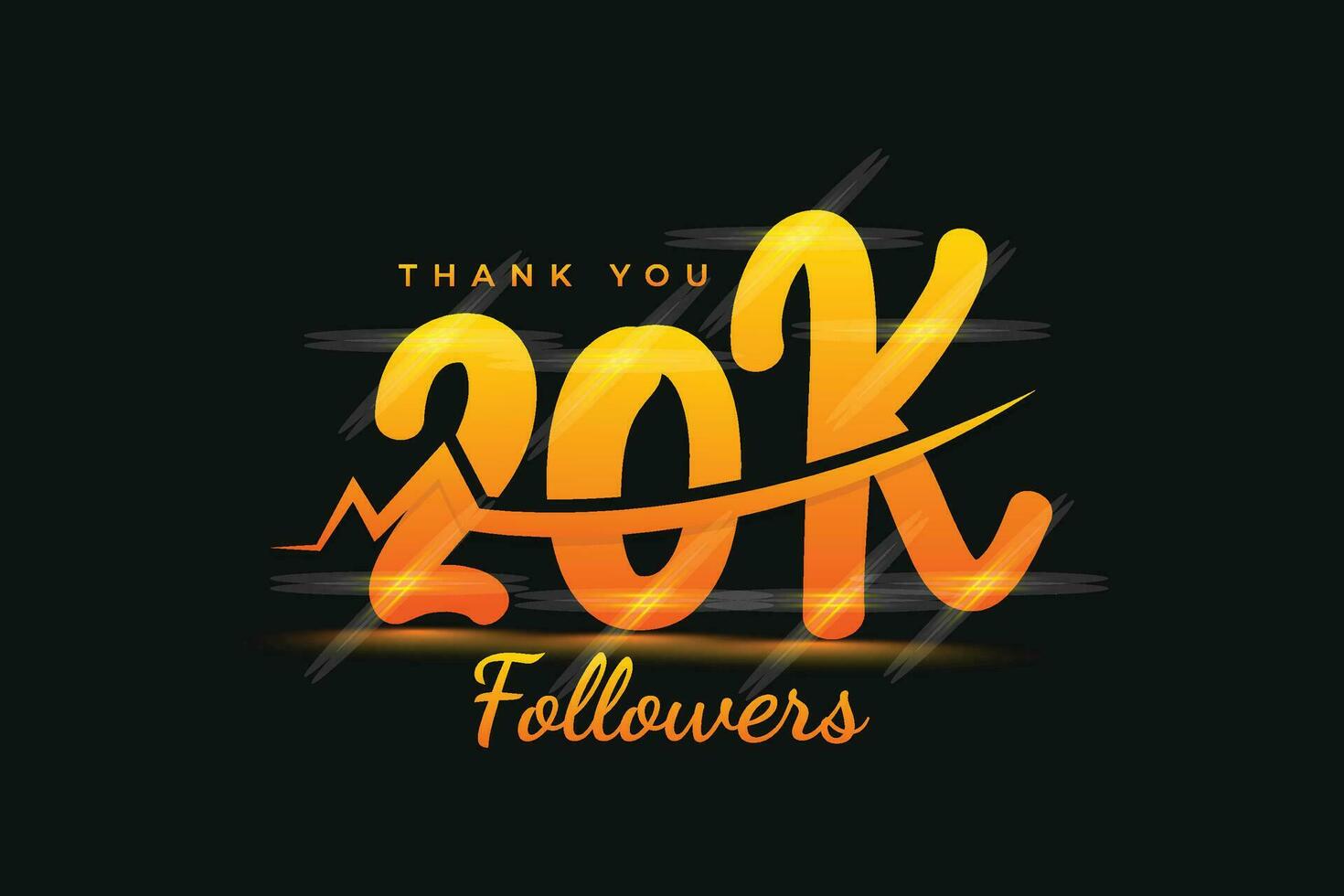 20k thank you wish card design for social media followers vector