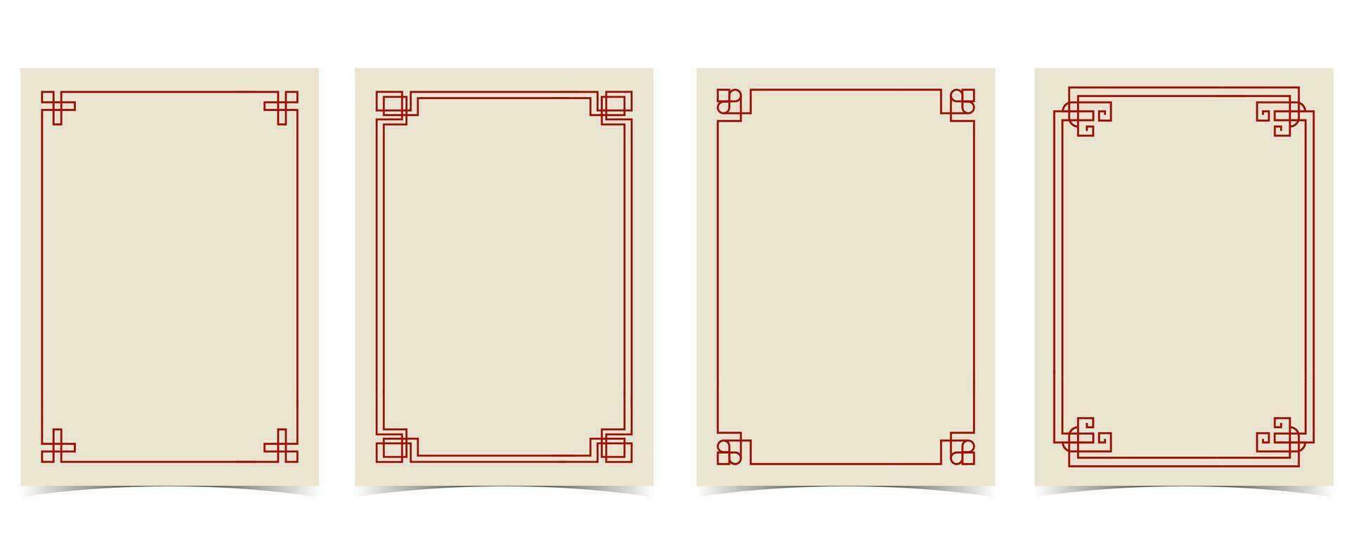 Chinese New Year background with frame,border.Editable vector illustration for postcard,a4 size