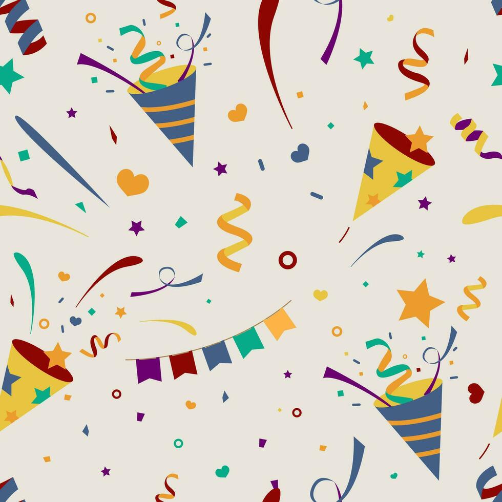 celebrate party seamless pattern with party popper,glitter..Vector illustration for postcard,banner vector