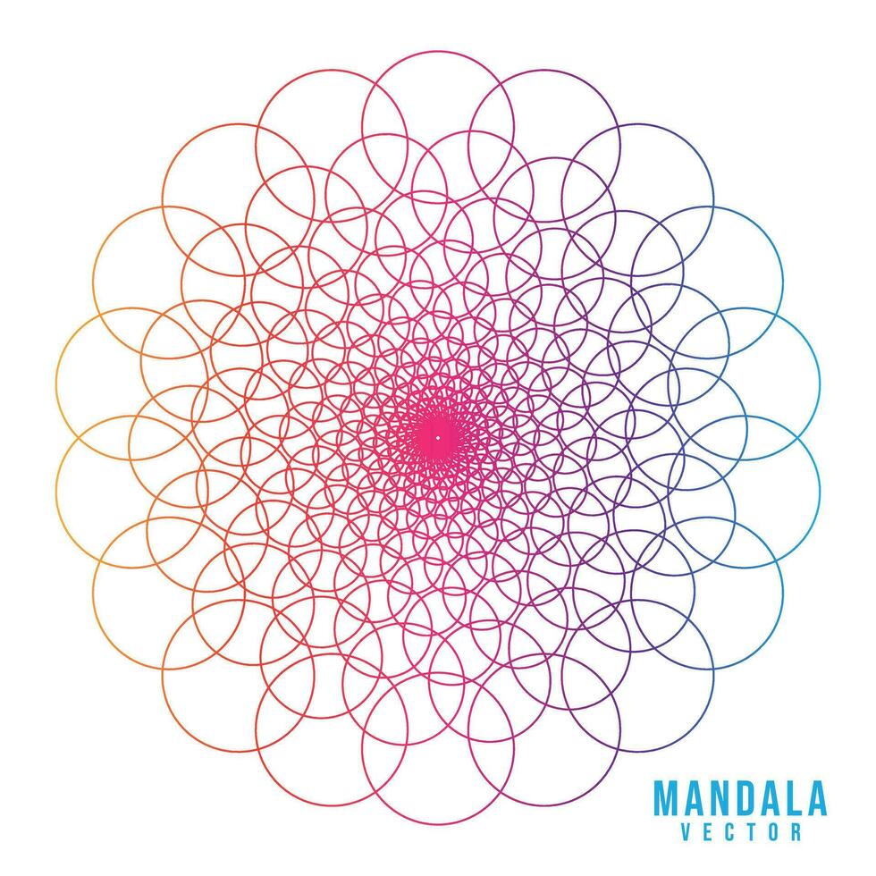 Colorful gradient simple unique mandala design on white background vector