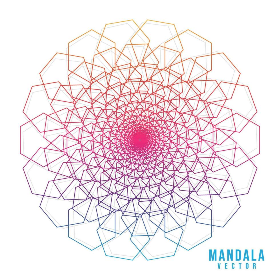 Colorful gradient simple unique mandala design on white background vector