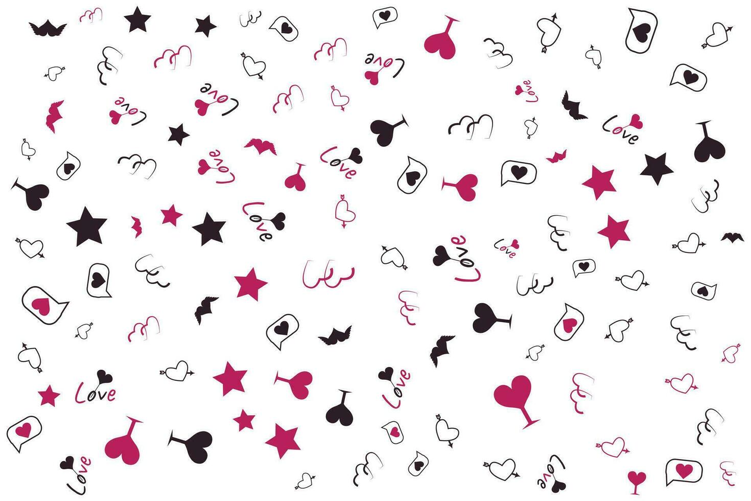 Valentine pattern with love heart star doodles for print media and cards vector