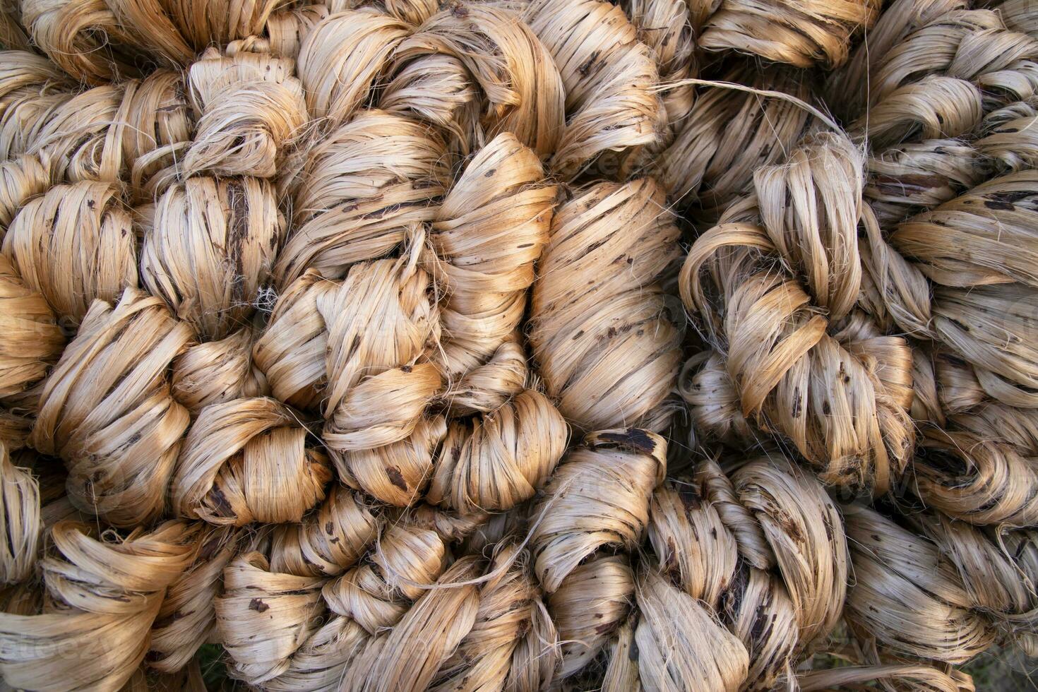 Thick Golden bundle of raw jute fiber abstract Pattern Texture Can be used as a Background wallpaper photo