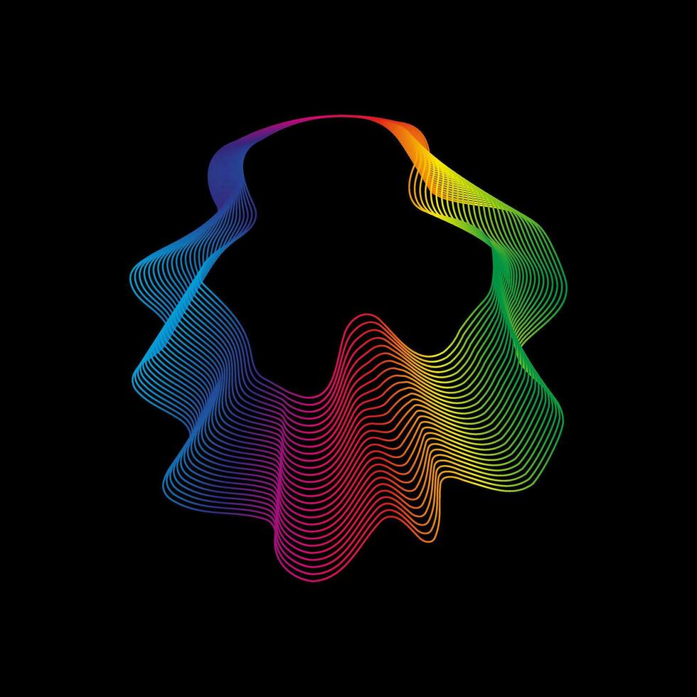 Sound wave, equalizer rainbow color gradient. Modern future technology. Vector geometric abstract element isolated on black background