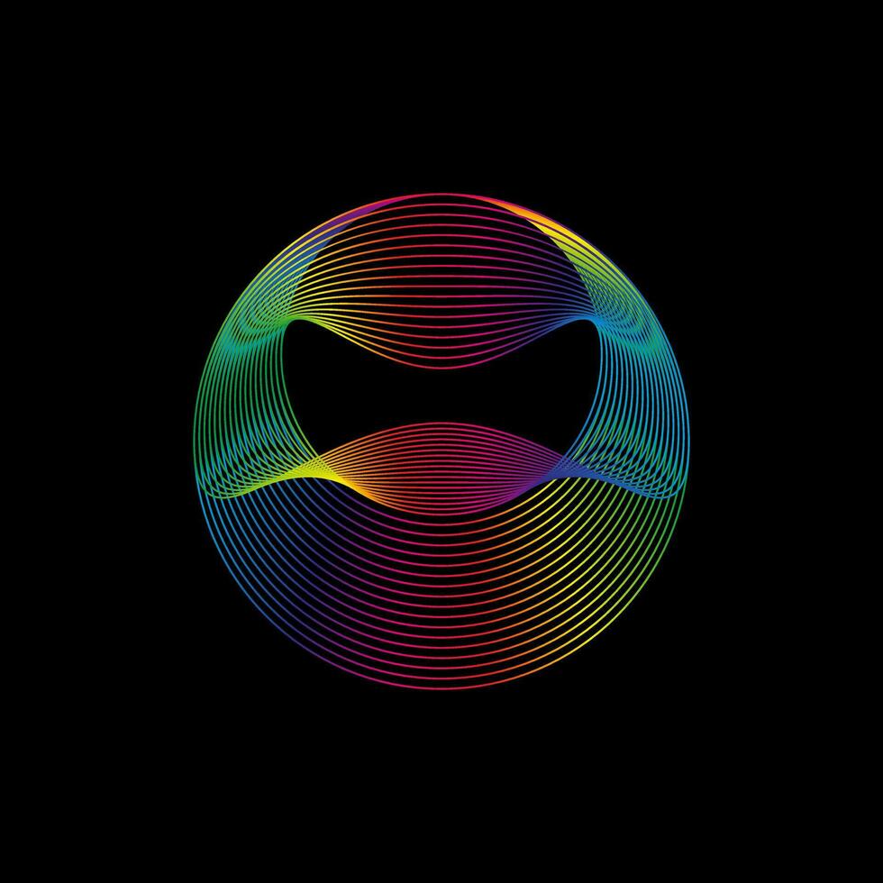 Sound wave, equalizer rainbow color gradient. Modern future technology. Vector geometric abstract element isolated on black background