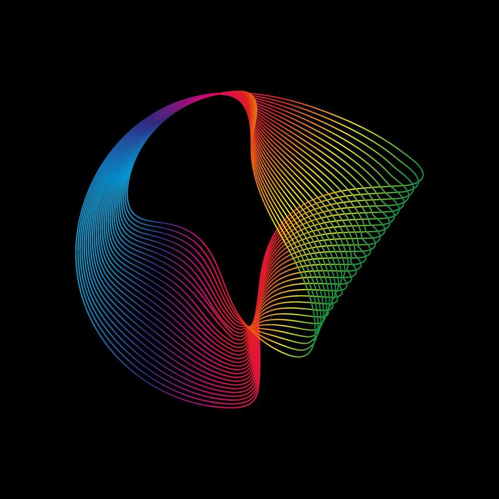 sonido ola, igualada arco iris color degradado. moderno futuro tecnología. vector geométrico resumen elemento aislado en negro antecedentes