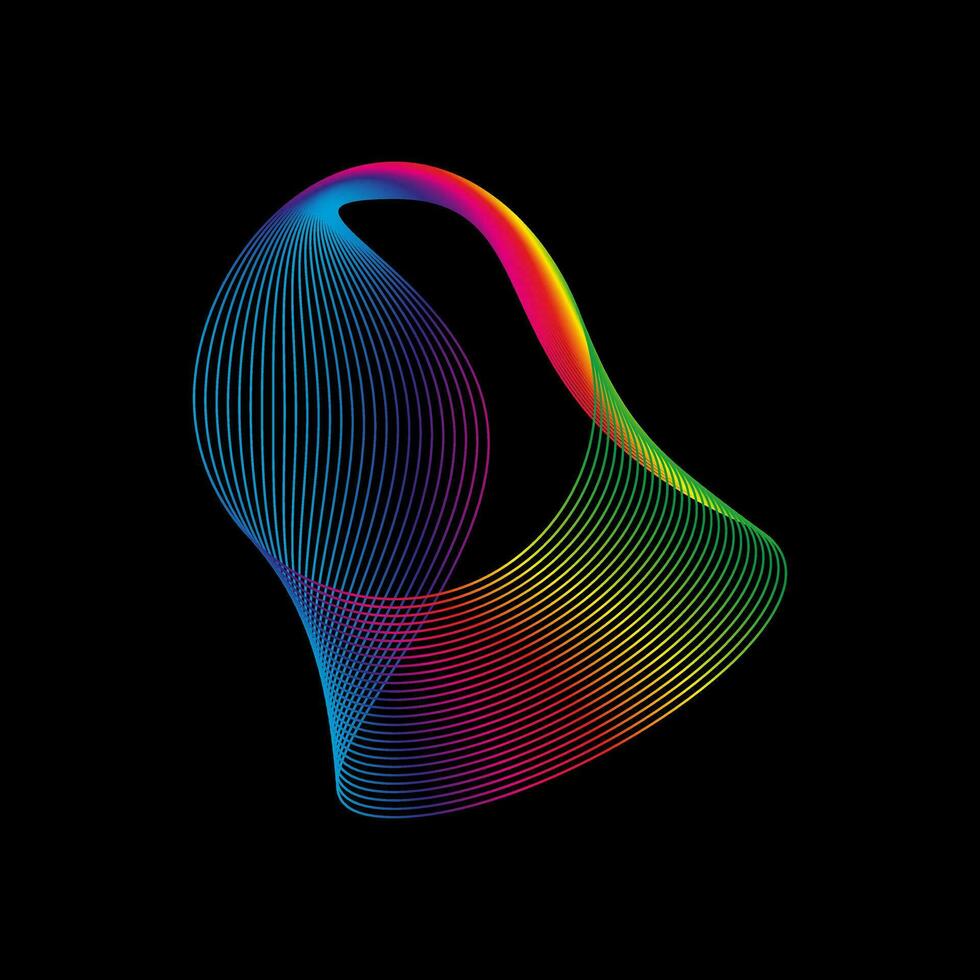 Sound wave, equalizer rainbow color gradient. Modern future technology. Vector geometric abstract element isolated on black background