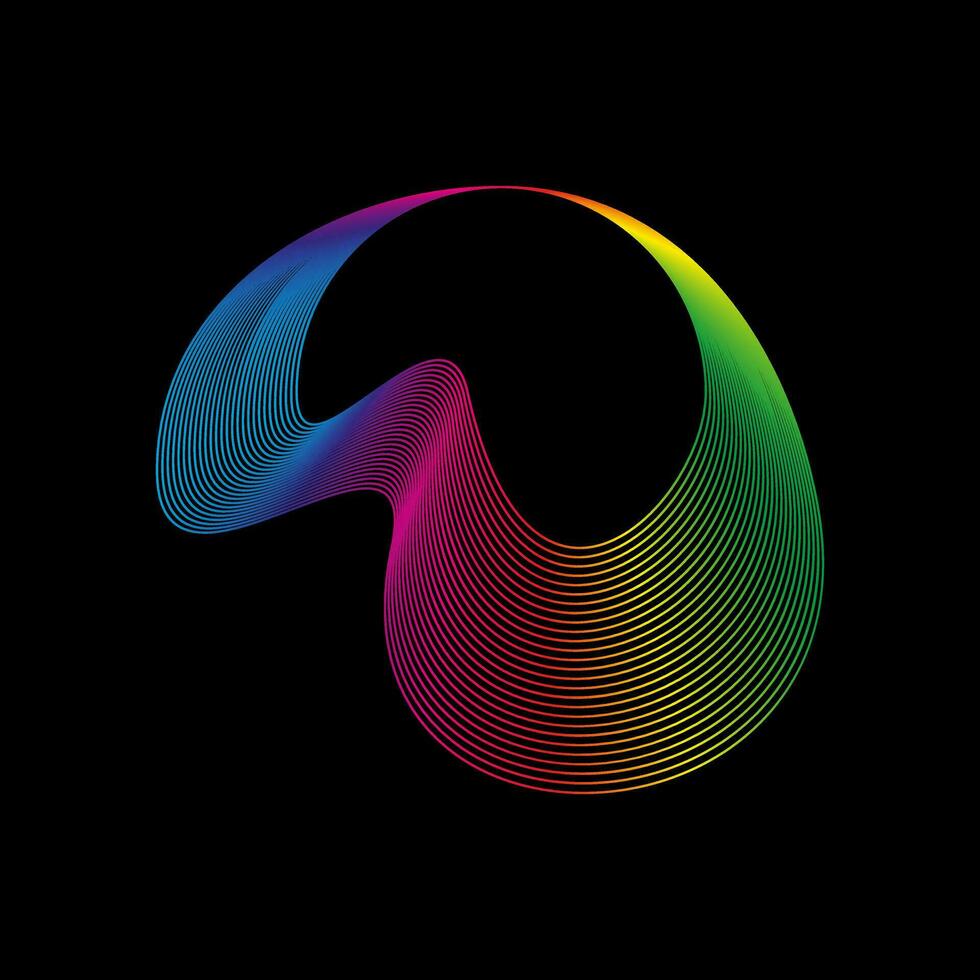 Sound wave, equalizer rainbow color gradient. Modern future technology. Vector geometric abstract element isolated on black background