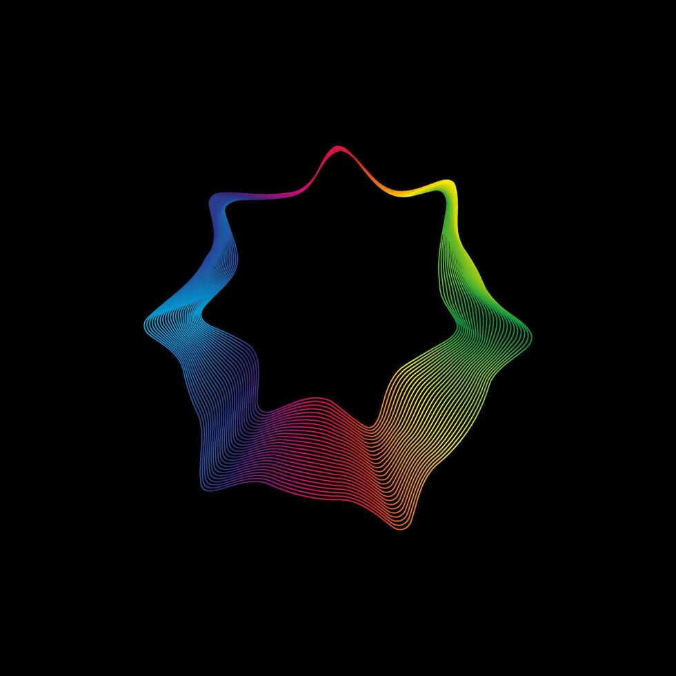 Sound wave, equalizer rainbow color gradient. Modern future technology. Vector geometric abstract element isolated on black background