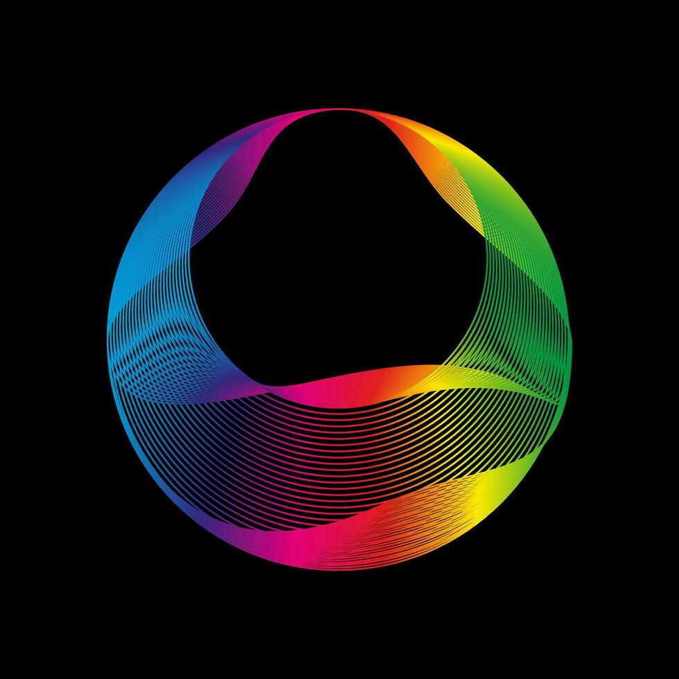 Sound wave, equalizer rainbow color gradient. Modern future technology. Vector geometric abstract element isolated on black background