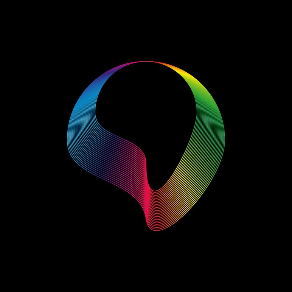 Sound wave, equalizer rainbow color gradient. Modern future technology. Vector geometric abstract element isolated on black background