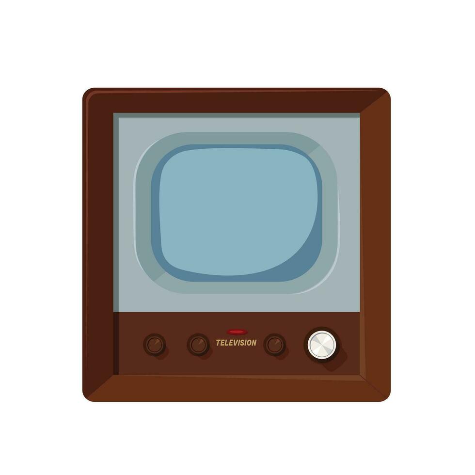 Vintage TV 50s illustration flat vector isolated on white background. Element for history of TV concept and World television day