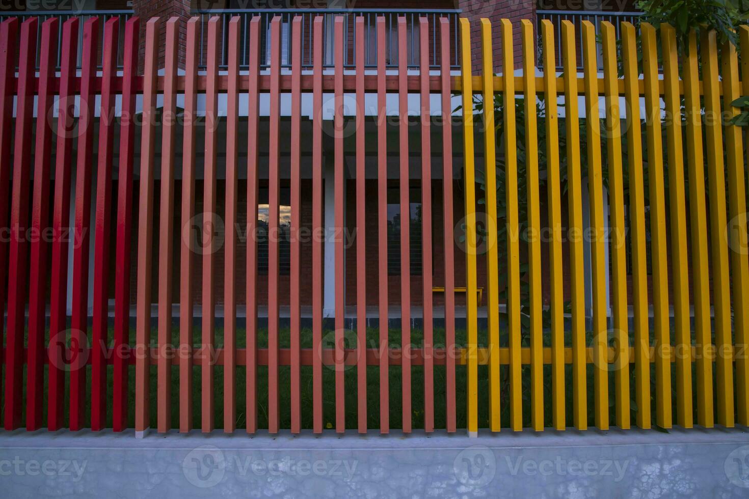 Metal fence pattern texture painted with multicolored paint in the Park photo