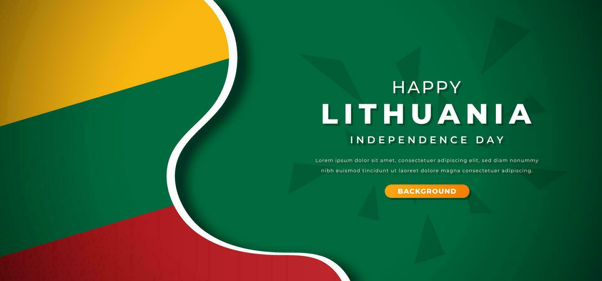 Happy Lithuania Independence Day Design Paper Cut Shapes Background Illustration for Poster, Banner, Advertising, Greeting Card vector