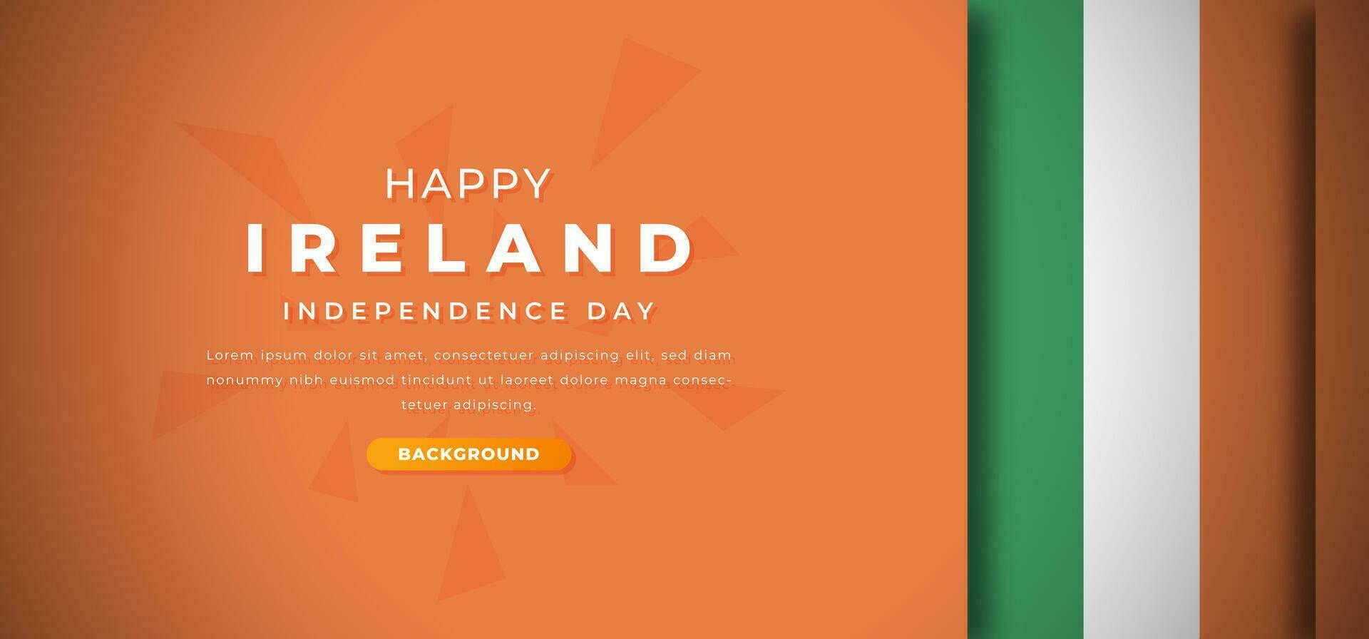 Happy Ireland Independence Day Design Paper Cut Shapes Background Illustration for Poster, Banner, Advertising, Greeting Card vector