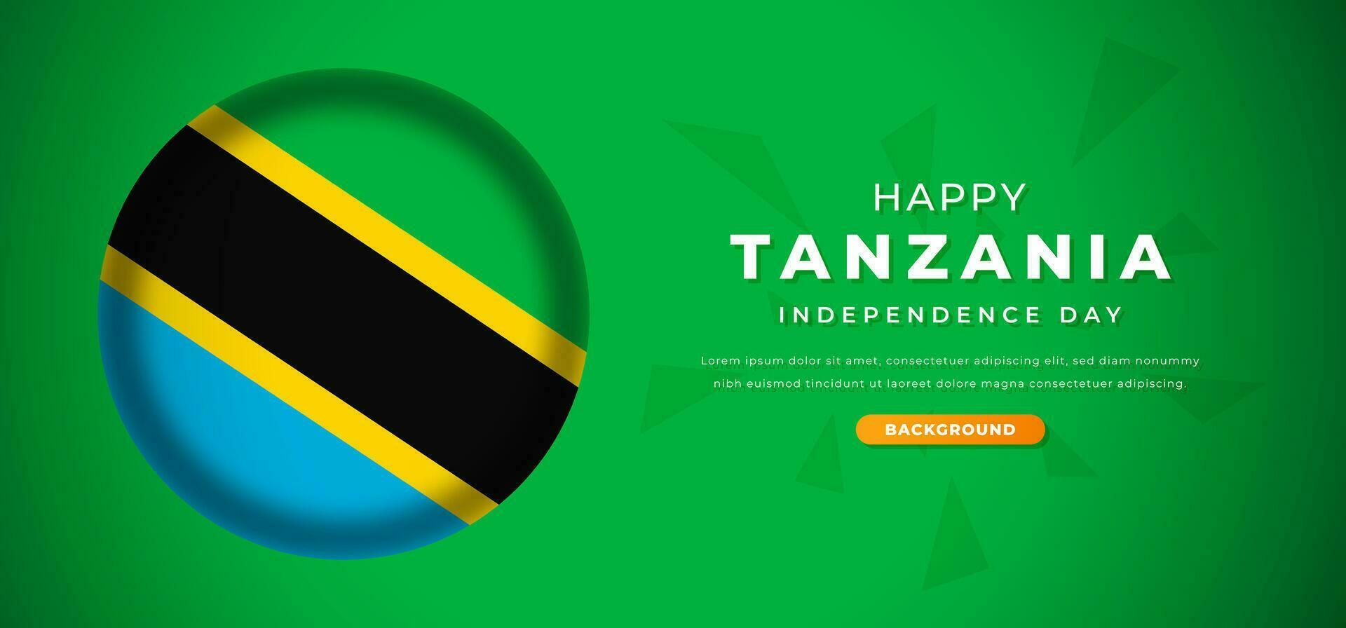 Happy Tanzania Independence Day Design Paper Cut Shapes Background Illustration for Poster, Banner, Advertising, Greeting Card vector