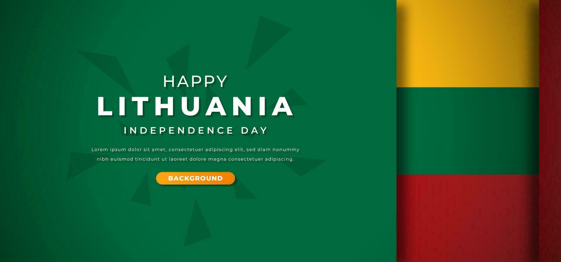 Happy Lithuania Independence Day Design Paper Cut Shapes Background Illustration for Poster, Banner, Advertising, Greeting Card vector