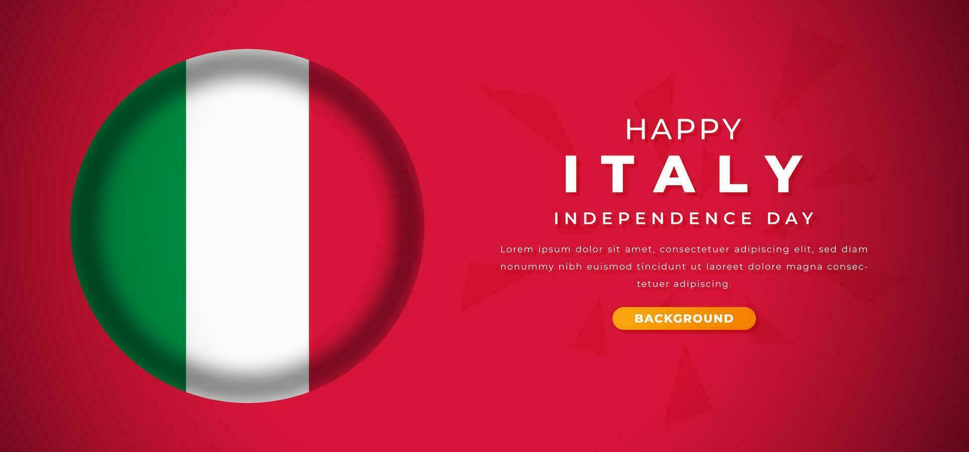 Happy Italy Independence Day Design Paper Cut Shapes Background Illustration for Poster, Banner, Advertising, Greeting Card vector